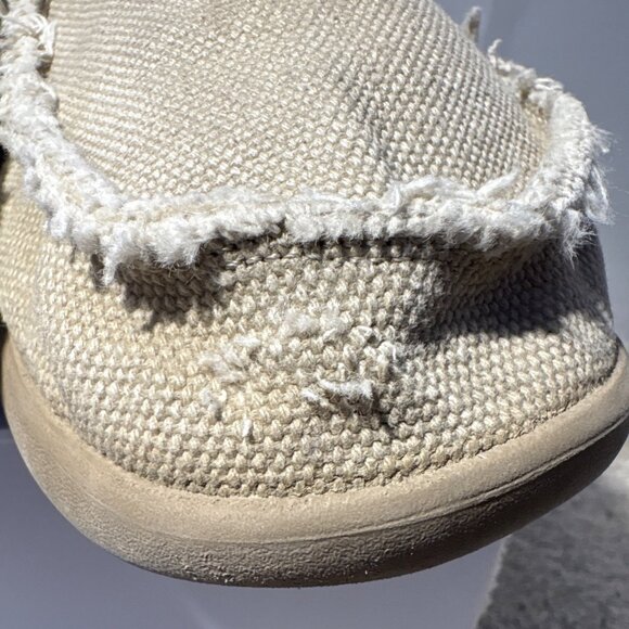 Mens Crocs Santa Cruz Loafers Frayed Canvas Slip-On Shoes Beige Size 10 - Picture 4 of 13